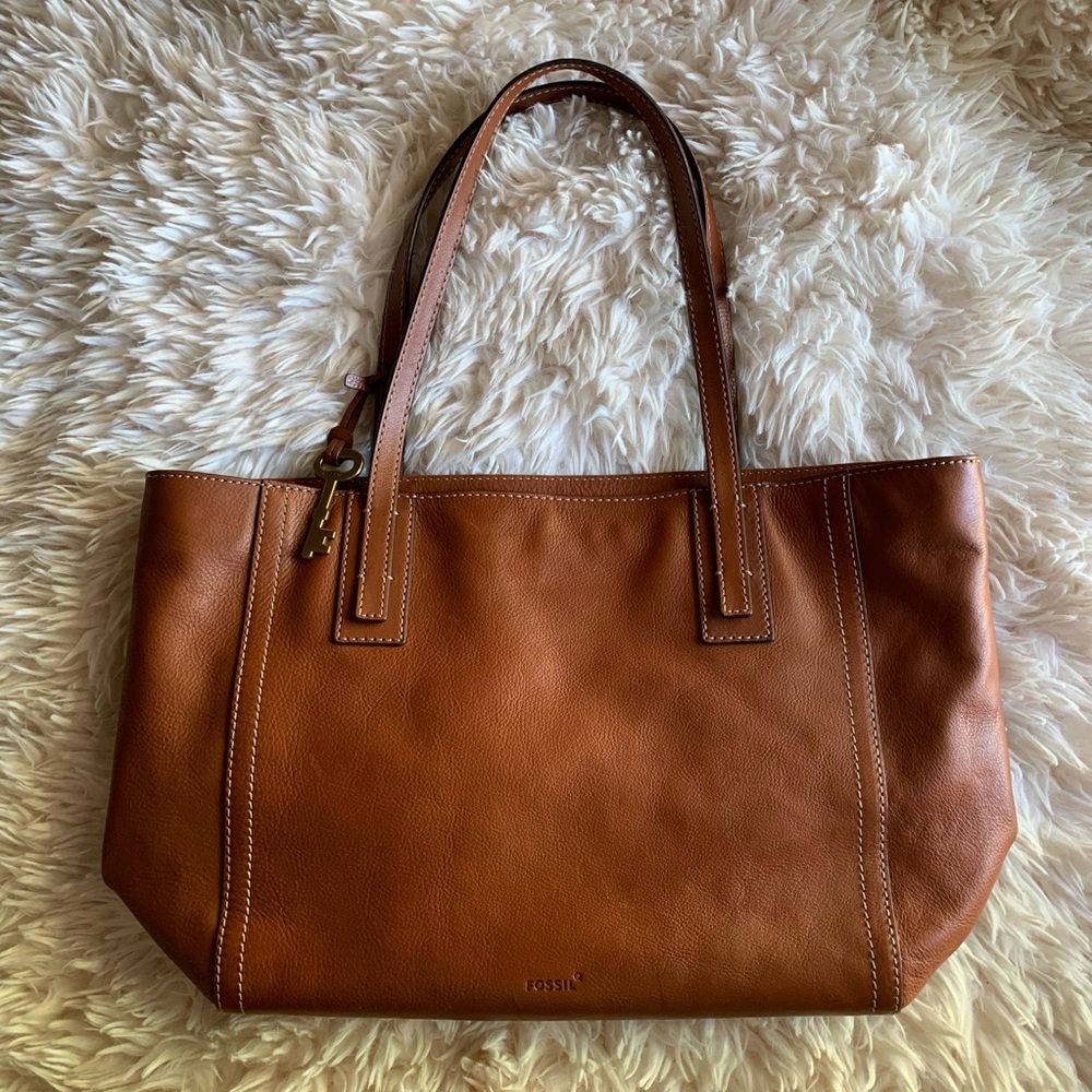 Fossil Leather Tote Bag